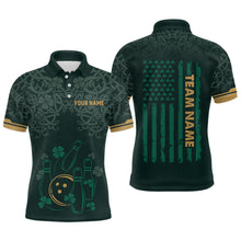 Load image into Gallery viewer, Custom Name St Patrick&#39;s Day US Flag Bowling Shirt Men Team Polo &amp; 1/4 Zip Shirts Bowling Team HNT14