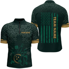 Load image into Gallery viewer, Custom Name St Patrick&#39;s Day US Flag Bowling Shirt Men Team Polo &amp; 1/4 Zip Shirts Bowling Team HNT14