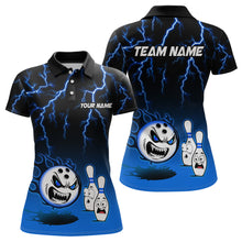 Load image into Gallery viewer, Blue Funny Crazy Bowling Shirt for Women Bowling Jersey Shirts Polo &amp; Quarter- Zip Bowling League HNT17