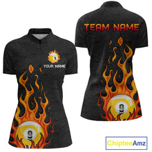 Load image into Gallery viewer, Custom 9 Ball Flaming Billiard Shirts for Women Billiard Team Shirts Billiard League NNT71