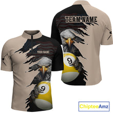 Load image into Gallery viewer, Personalized 9 Ball American Flag Eagle Billiard Shirts for Men Billiard Team Shirts NNT69