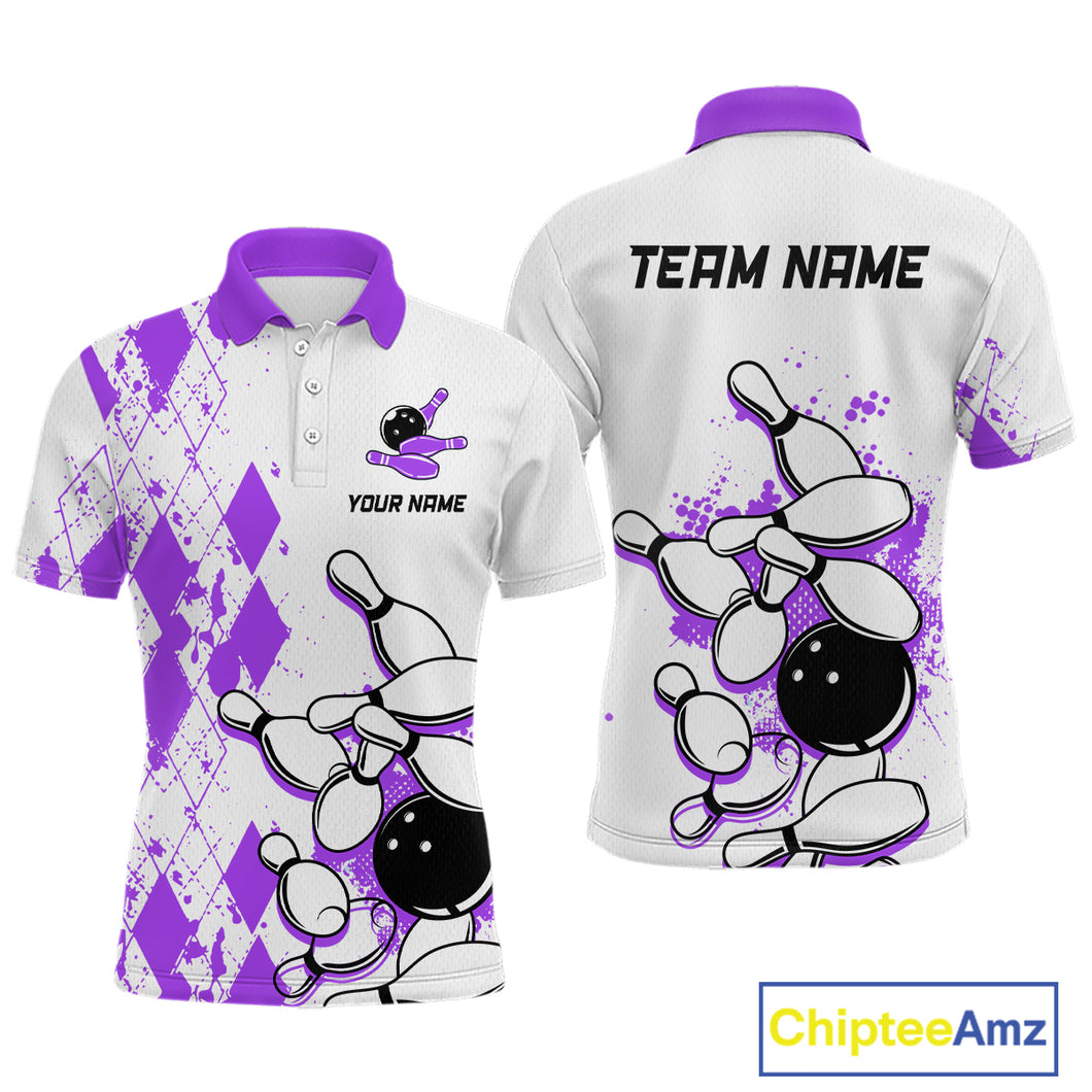 Purple Vintage Bowling Custom Men Bowling Shirt Polo & Quarter-Zip Bowling Team Jerseys HNT68