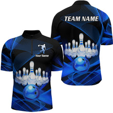 Load image into Gallery viewer, Blue Bowling Custom Men Bowling Shirt Polo &amp; Quarter-Zip Bowling Team Jerseys HNT53