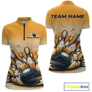 Funny Beer Bowling Jersey for Women Custom Bowling Uniform Polo & 1/4 Zip Team Bowling Shirts HNT118