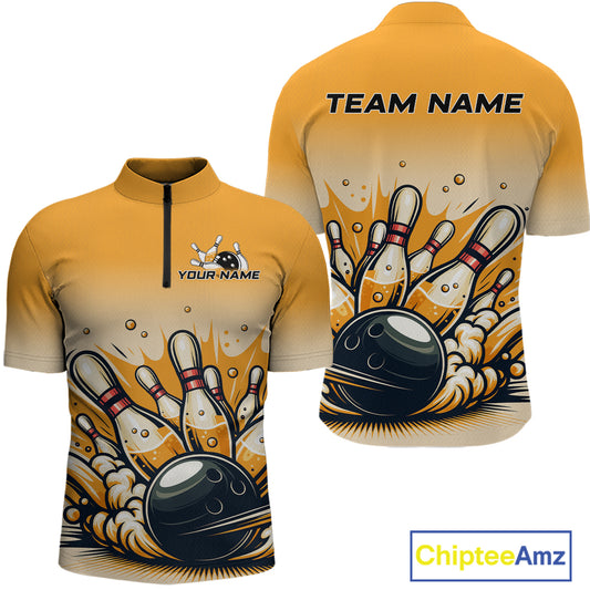 Funny Beer Bowling Jersey for Men Custom Bowling Uniform Polo & 1/4 Zip Team Bowling Shirts HNT118