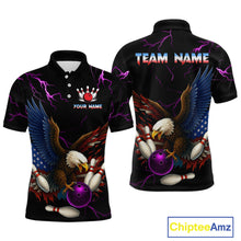 Load image into Gallery viewer, Purple Thunder US Flag Eagle Bowling Shirts for Men Team Bowling Polo &amp; Quarter-Zip HNT96