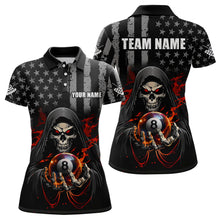 Load image into Gallery viewer, US Flag Skull Billiard Team Jersey for Women Billiard Shirt Polo &amp; 1/4 Zip NNT40