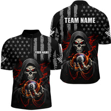 Load image into Gallery viewer, US Flag Skull Billiard Team Jersey for Men Billiard Shirt Polo &amp; 1/4 Zip NNT40