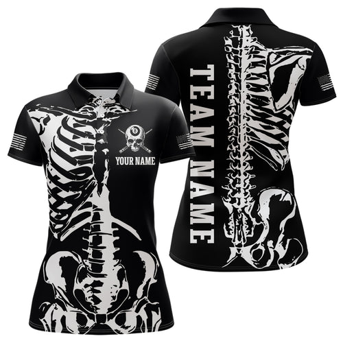 Custom Skull Bone 8 Ball Billiard Shirts for Women Billiard Team Jerseys Polo & 1/4 Zip Shirts NNT47