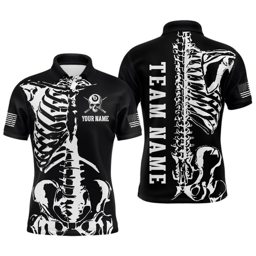 Custom Skull Bone 8 Ball Billiard Shirts for Men Billiard Team Jerseys Polo & 1/4 Zip Shirts NNT47