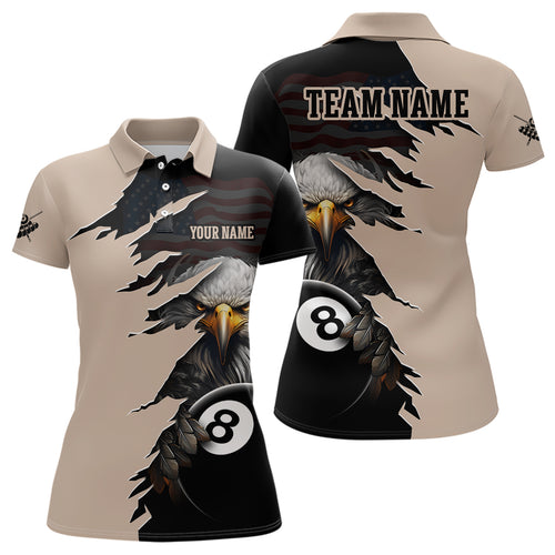 Funny US Flag Eagle Billiard Jersey for Women Billiard Shirt Billiard Gifts Polo & 1/4 Zip NNT14