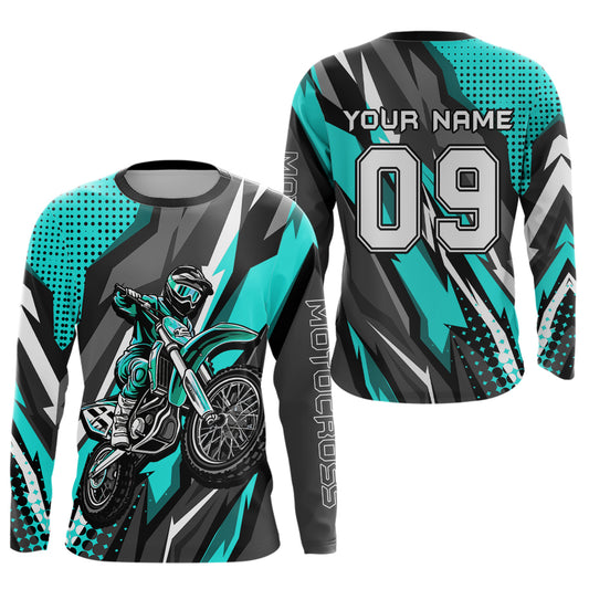 Custom Turquoise Motocross Racing Jersey Men Women Kid Upf30+ Dirt Bike Shirt Racing Jersey DNT83