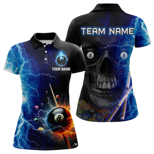 Custom Skull Thunder Billiard Shirts for Women Billiard Team Jerseys Polo & 1/4 Zip Shirts NNT44