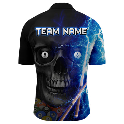 Custom Skull Thunder Billiard Shirts for Men Billiard Team Jerseys Polo & 1/4 Zip Shirts NNT44