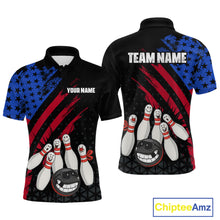 Load image into Gallery viewer, Custom Funny US Flag Bowling Jersey for Men Bowling Uniform Polo &amp; 1/4 Zip Bowling Team Shirts HNT126