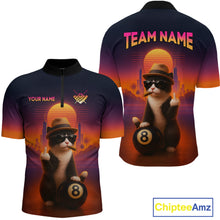 Load image into Gallery viewer, Custom Funny Cat 8 Ball Billiard Jersey for Men Billiard Uniform Polo &amp; 1/4 Zip Billiard Team Shirts NNT80