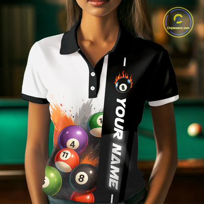 Personalized Women Billiard Shirts Ball Pool Polo & 1/4 Zip Billiard Team Jerseys Billiard Shirt NNT59