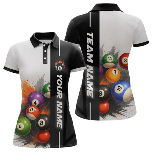 Personalized Women Billiard Shirts Ball Pool Polo & 1/4 Zip Billiard Team Jerseys Billiard Shirt NNT59