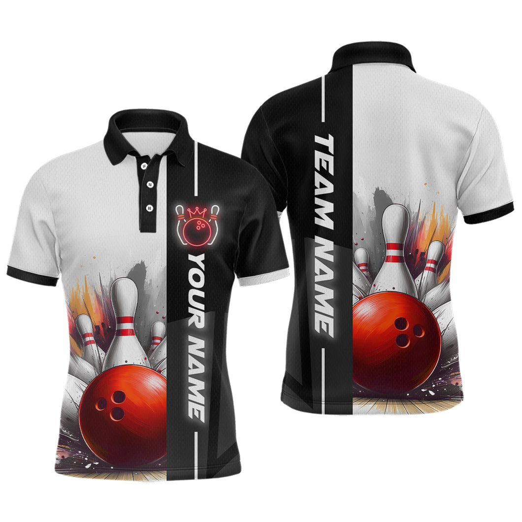 Custom Bowling Jersey for Men Bowling Gifts for Men Bowling Team Shirts with Name Polo & 1/4 Zip HNT25