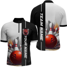 Load image into Gallery viewer, Custom Bowling Jersey for Men Bowling Gifts for Men Bowling Team Shirts with Name Polo &amp; 1/4 Zip HNT25