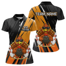 Load image into Gallery viewer, Custom Orange Funny Turkey Bowling Jersey for Women Polo &amp; 1/4 Zip Thanksgiving Bowling Team Shirts HNT124