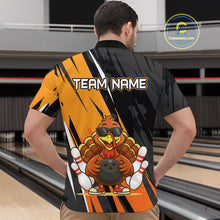 Load image into Gallery viewer, Custom Orange Funny Turkey Bowling Jersey for Men Polo &amp; 1/4 Zip Thanksgiving Bowling Team Shirts HNT124