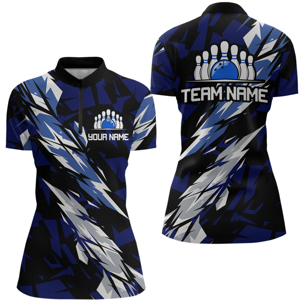 Custom Bowling League Shirts For Women with Name Bowling Team Jerseys Polo & Quarter- Zip HNT37