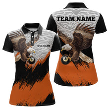 Load image into Gallery viewer, Funny Eagle Personalized Orange Camo Billiard 8 Ball Team Shirts For Women Billiard League Polo &amp; 1/4 Zip Shirt NNT28