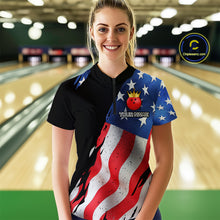Load image into Gallery viewer, Custom US Flag Crown Bowling Women Bowling Shirt Polo &amp; Quarter-Zip Bowling Team Jerseys HNT85