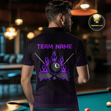 Load image into Gallery viewer, Custom Purple 8 Ball Flame Billiard Shirts for Men, Billiard Team Polo &amp; 1/4 Zip Shirts NNT62