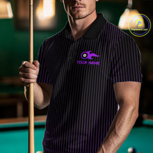 Load image into Gallery viewer, Custom Purple 8 Ball Flame Billiard Shirts for Men, Billiard Team Polo &amp; 1/4 Zip Shirts NNT62