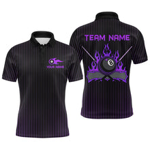Load image into Gallery viewer, Custom Purple 8 Ball Flame Billiard Shirts for Men, Billiard Team Polo &amp; 1/4 Zip Shirts NNT62