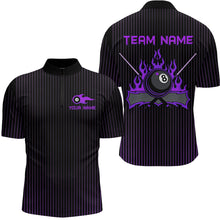 Load image into Gallery viewer, Custom Purple 8 Ball Flame Billiard Shirts for Men, Billiard Team Polo &amp; 1/4 Zip Shirts NNT62