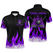 Load image into Gallery viewer, Custom Purple 8 Ball Pool Flame Billiard Shirts for Men Billiard Team Polo &amp; 1/4 Zip Shirts NNT63