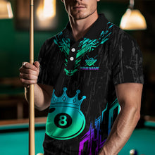 Load image into Gallery viewer, Custom Black Neon 8 Ball Crown Billiard Shirts for Men and Team Polo &amp; 1/4 Zip Shirts NNT48