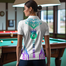 Load image into Gallery viewer, Custom White Neon 8 Ball Crown Billiard Shirts for Women and Team Polo &amp; 1/4 Zip Shirts NNT48