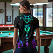 Load image into Gallery viewer, Custom Black Neon 8 Ball Crown Billiard Shirts for Women and Team Polo &amp; 1/4 Zip Shirts NNT48