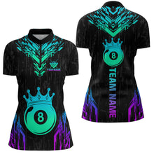 Load image into Gallery viewer, Custom Black Neon 8 Ball Crown Billiard Shirts for Women and Team Polo &amp; 1/4 Zip Shirts NNT48