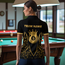 Load image into Gallery viewer, Custom Gold 8 Ball Crown Billiard Shirts for Women and Team Polo &amp; 1/4 Zip Shirts NNT49