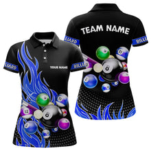 Load image into Gallery viewer, Custom Blue Flame Billiard Shirts for Women Billiard Team Jerseys Polo &amp; 1/4 Zip Shirts NNT45