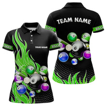 Load image into Gallery viewer, Custom Green Flame Billiard Shirts for Women Billiard Team Jerseys Polo &amp; 1/4 Zip Shirts NNT45