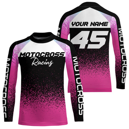 Custom Pink Motocross Shirts Kid Adult Motocross MX Off-Road Motocycle Shirt UPF30+ DNT63