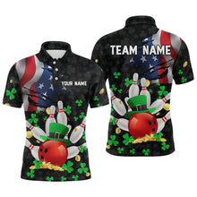 Load image into Gallery viewer, Personalized US Flag St Patrick Day Funny Bowling Shirt Men Team Polo &amp; 1/4 Zip Shirts HNT12