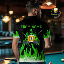 Load image into Gallery viewer, Custom 9 Ball Green Flaming Billiard Shirts for Men Billiard Team Shirts Billiard League NNT73