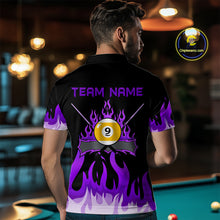 Load image into Gallery viewer, Custom 9 Ball Purple Flaming Billiard Shirts for Men Billiard Team Shirts Billiard League NNT73