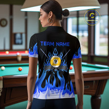 Load image into Gallery viewer, Custom 9 Ball Blue Flaming Billiard Shirts for Women Billiard Team Shirts Billiard League NNT73