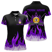 Load image into Gallery viewer, Custom 9 Ball Purple Flaming Billiard Shirts for Women Billiard Team Shirts Billiard League NNT73