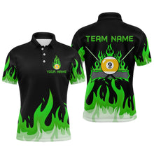 Load image into Gallery viewer, Custom 9 Ball Green Flaming Billiard Shirts for Men Billiard Team Shirts Billiard League NNT73