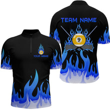 Load image into Gallery viewer, Custom 9 Ball Blue Flaming Billiard Shirts for Men Billiard Team Shirts Billiard League NNT73
