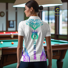 Load image into Gallery viewer, Custom White 9 Ball Crown Neon Billiard Shirts for Women Billiard Team Shirts Billiard League NNT74